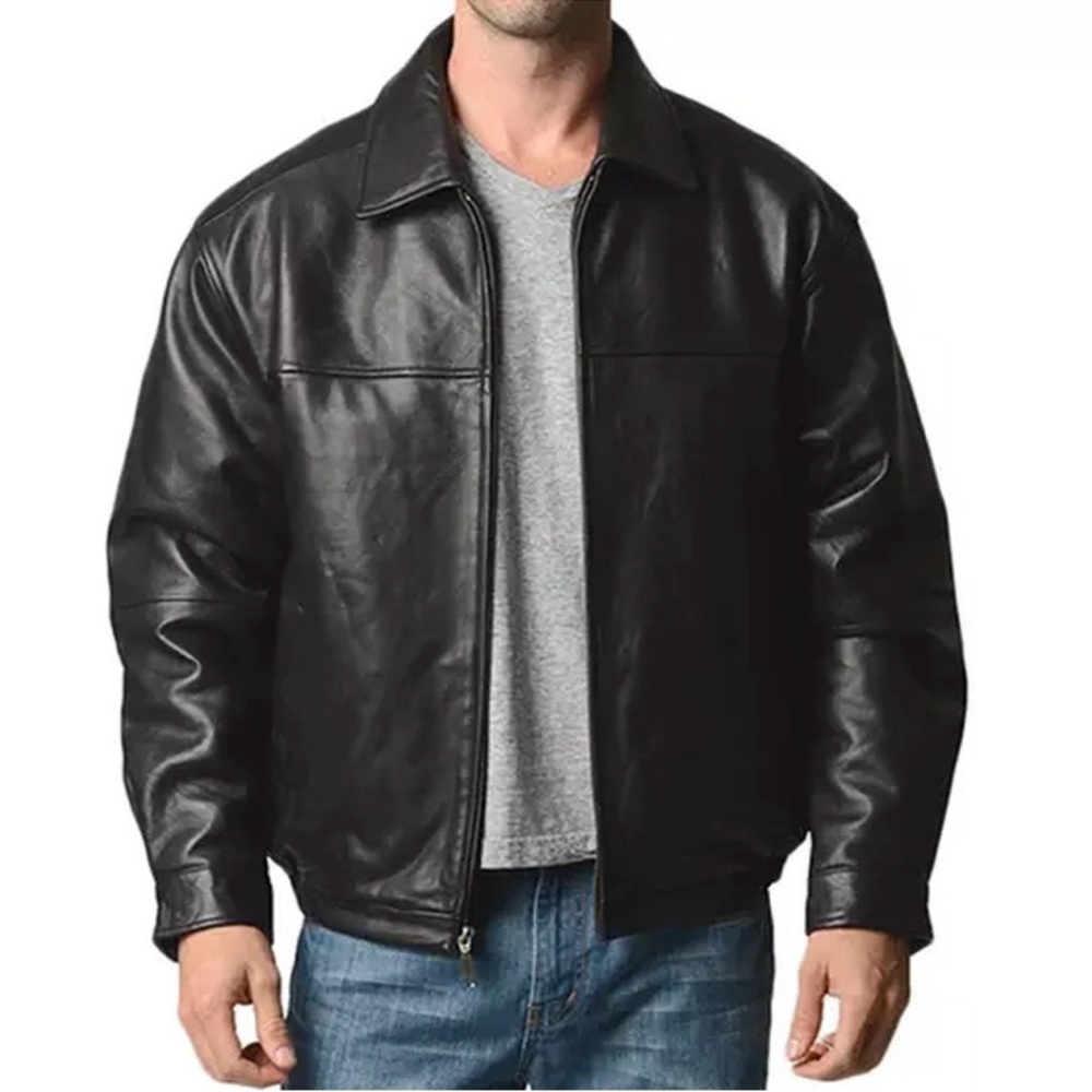Men's Boston Harbour Outdoor Wear Black Genuine Leather Jacket